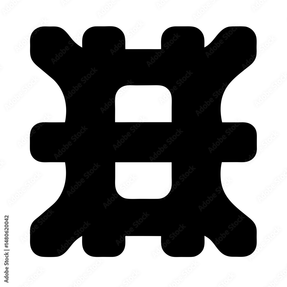 Poster abstract symbol with geometric shapes, resembling a building or structure design