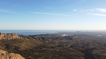 Mountain landscapes with clear blue skies on a sunny day

