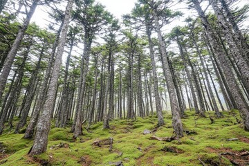 Obraz premium Lush forest floor, tall trees