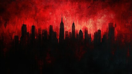 Fiery New York Skyline