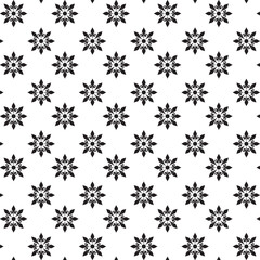 Seamless Black Floral silhouette Ornament Pattern | Elegant Decorative Flower Motif Background | Floral Pattern With Symmetrical Design Elements | Simple illustrations