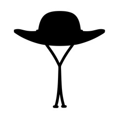 Black silhouette of a floppy sun hat with an adjustable chin strap