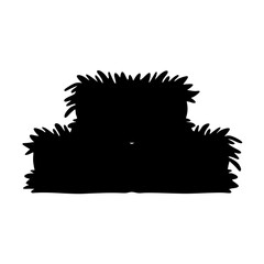 Detailed black silhouette drawing depicting three overlapping bushes or shrubbery