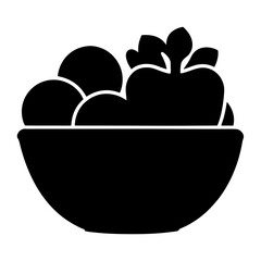 Dramatic minimalist depiction of a bowl full of fruits and vegetables