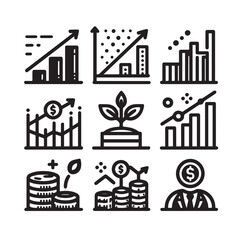 Set of accounting icon illustration revenue document calculator success economy infographic