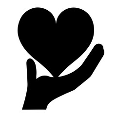 Hand holding a heart symbolizing love, care, and support graphic illustration