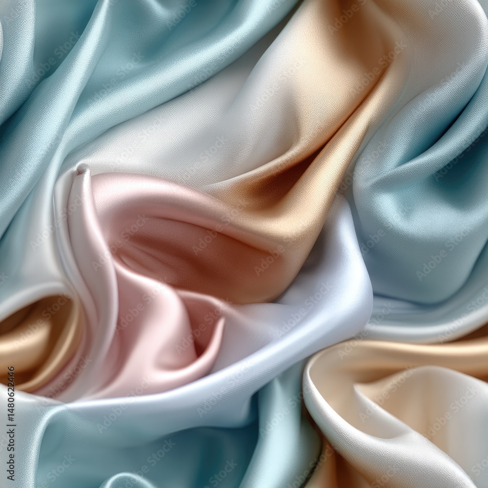 Poster delicate waves of iridescent pastel colors blend smoothly, creating an ethereal and sophisticated ba