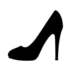 Elegant Black Stiletto Heel Silhouette on White Background for Fashion Design