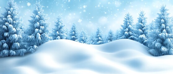 Snowy winter landscape with snow-covered trees.