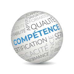 French competence concept sphere with quality and expertise keywords