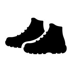 Pair of high silhouette black hiking boots, a symbol of outdoor adventure