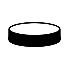Isolated black and white illustration of a three dimensional cylindrical shape