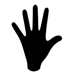 Black silhouette of human hand with five fingers on a white background