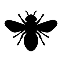 Silhouette of a Honeybee with Detailed Antennae and Leg Structure Displayed Clearly