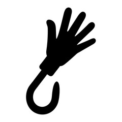 Black Silhouette of a Hook Hand with Fingers Extended Against White
