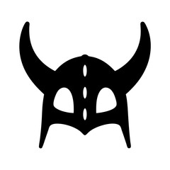 Stylized Silhouette of Viking Helmet with Horns and Central Crests