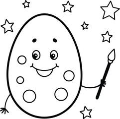 Easter Egg with Star Wand &ndash; Magical Holiday Coloring Page for Children