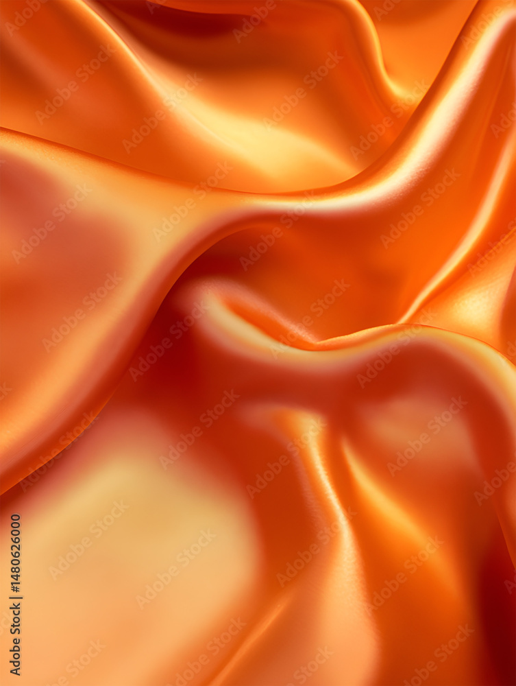 Poster elegant and flowing orange silk fabric with smooth folds and luxurious textures creating a stunning 