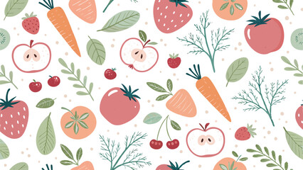 Seamless vector pattern featuring a farm-to-table design with various vegetables.