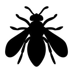 Silhouette of a bee with delicate wings and intricate antenna design