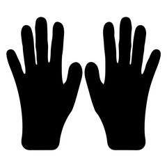 Two human hands in a black silhouette against a white background
