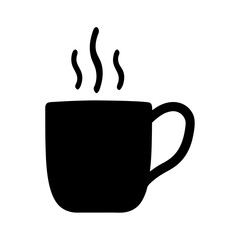 Simple Black Silhouette Illustration of a Hot Coffee or Tea Mug