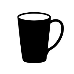 Monochrome illustration of a coffee mug, representing a simple, elegant design