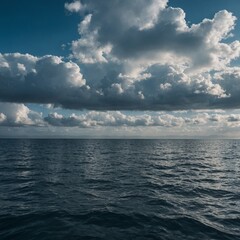 Obraz premium Still Ocean Surface Under Soft Cloud Cover