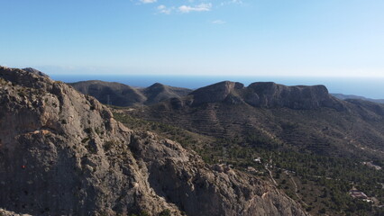 Mountain landscapes with clear blue skies on a sunny day