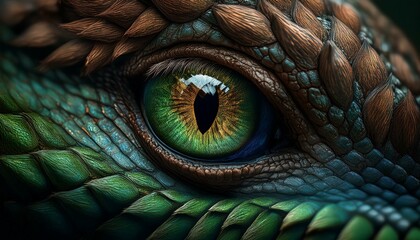 Obraz premium Snake eye green wildlife nature photography. Open eye carnivore fur.