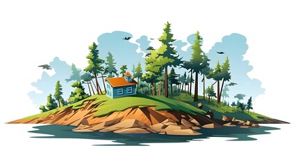 Cartoon Vector Illustration of Afforestation and Deforestation Concept for Environmental Conservation Campaigns