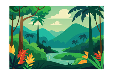 tropical landscape with palm trees