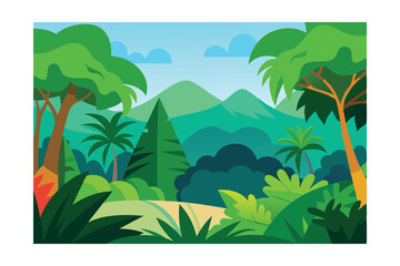 tropical landscape with palm trees