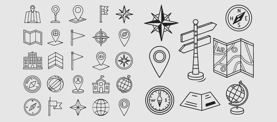 Location and Map Pin Icon Set Vector Design. Pin location icon. Map pin icon vector illustration.