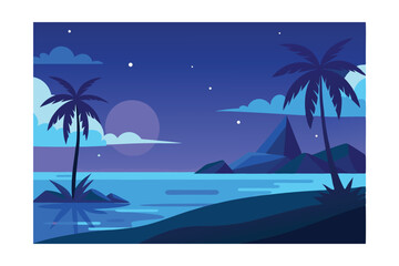 tropical beach with palm trees