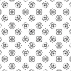 Seamless Black Floral silhouette Ornament Pattern | Elegant Decorative Flower Motif Background | Floral Pattern With Symmetrical Design Elements | Simple illustrations