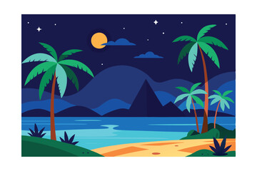 tropical beach with palm trees