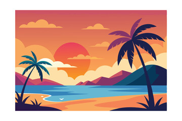 tropical beach vector illustration