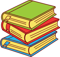 Colorful Stack of Cartoon Books ? Vector Illustration for Education and Learning Design