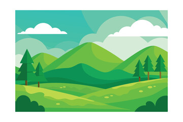 landscape with mountains and forest