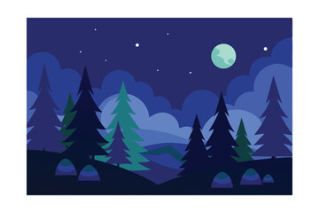 Fototapeta premium christmas tree and moon