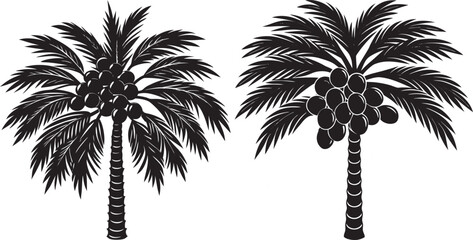 Obraz premium 2 palm tree silhouettes on white
