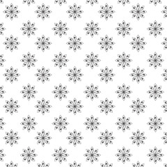 Seamless Black Floral silhouette Ornament Pattern | Elegant Decorative Flower Motif Background | Floral Pattern With Symmetrical Design Elements | Simple illustrations