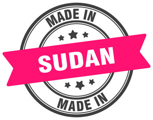 Fototapeta premium Made in Sudan round sign. Made in Sudan stamp.