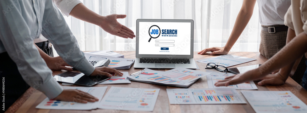 Poster online job search on brisk website for worker to search for job opportunities on the recruitment int