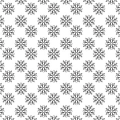 Seamless Black Floral silhouette Ornament Pattern | Elegant Decorative Flower Motif Background | Floral Pattern With Symmetrical Design Elements | Simple illustrations