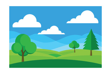 Fototapeta premium landscape with trees and clouds
