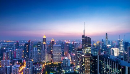 Obraz premium blur effect Design of amazing skyscrapers and city buildings, skyline, dusk modern building