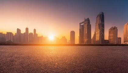 Obraz premium blur effect Design of amazing skyscrapers and city buildings, skyline, dusk modern building