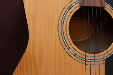 Obraz premium Close up of wood guitar